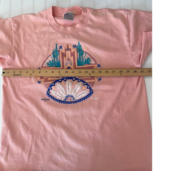 Vintage 1992 Nathan Richards Austin Puff Paint T Shirt Aztec Western Size XL - Picture 4 of 7